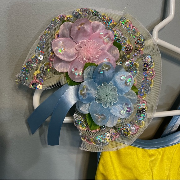 Weissman Dance Solo Yellow & Baby Blue Ballet Costume XS (4-5) with Hair Piece - Picture 11 of 13